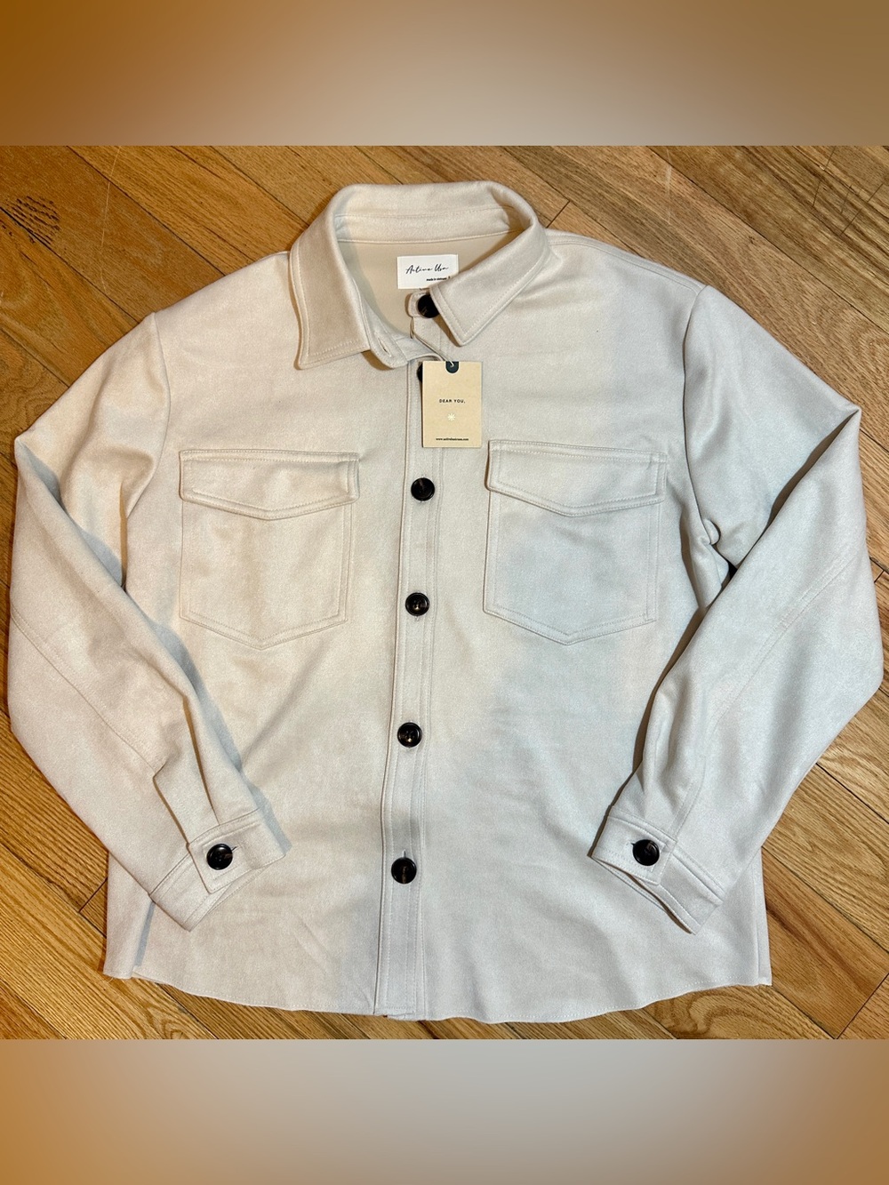 Cream Utility Jacket with Button Front